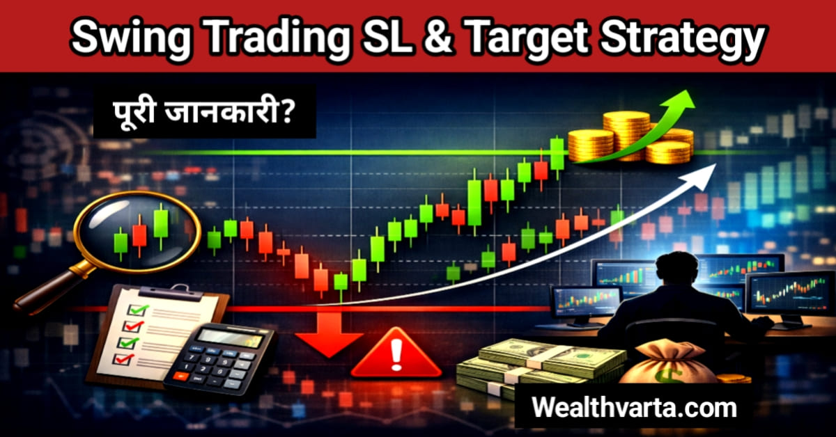 Swing Trading Stop Loss Target Strategy को दर्शाता हुआ चार्ट, जिसमें सही एंट्री, स्टॉप लॉस और टारगेट लेवल दिखाए गए हैं