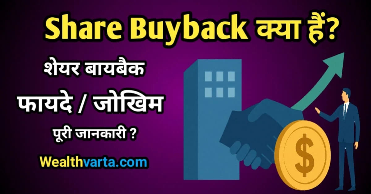 Share Buyback क्या है, शेयर बायबैक के फायदे और जोखिम को दर्शाती फाइनेंस इमेज