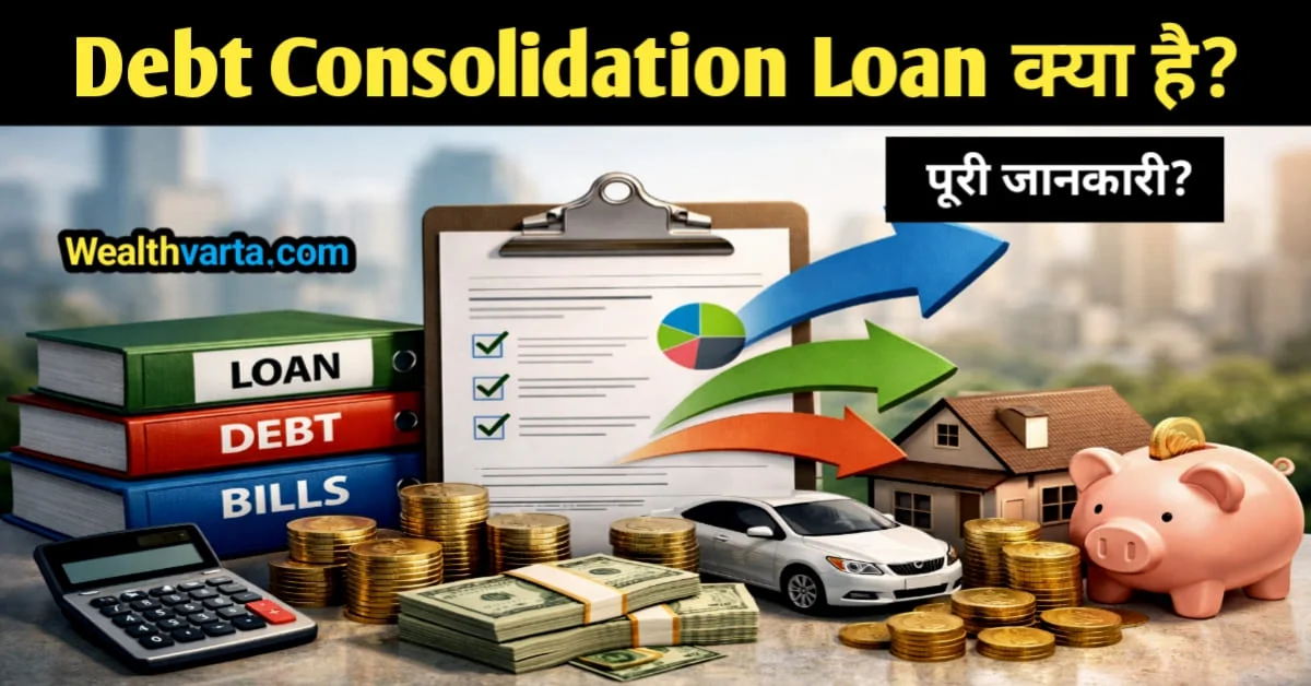 Debt Consolidation Loan की प्रक्रिया को दर्शाती छवि जिसमें कई कर्ज को एक लोन में बदलते हुए दिखाया गया है